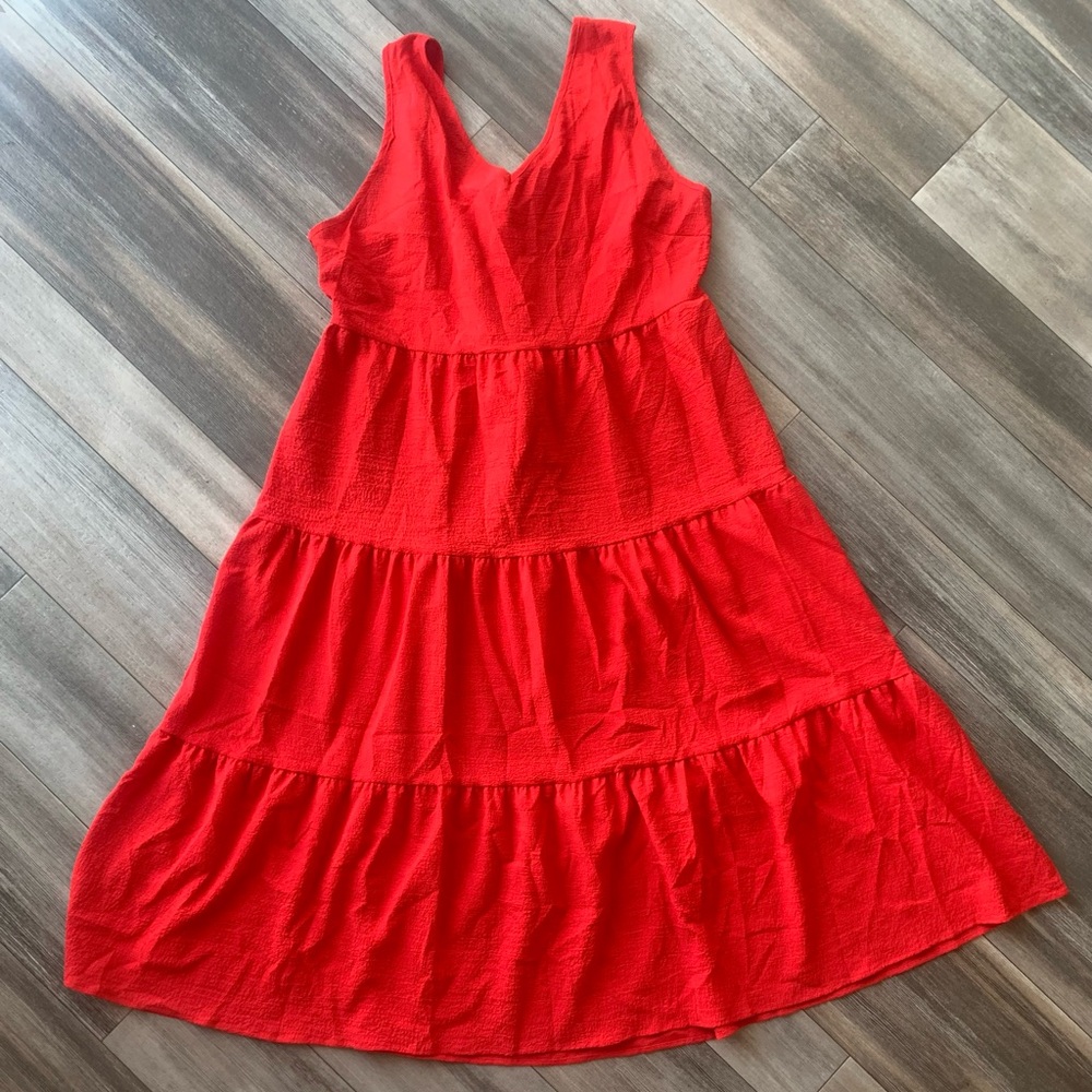 SHEIN Red Tiered Sleeveless Maxi Dress